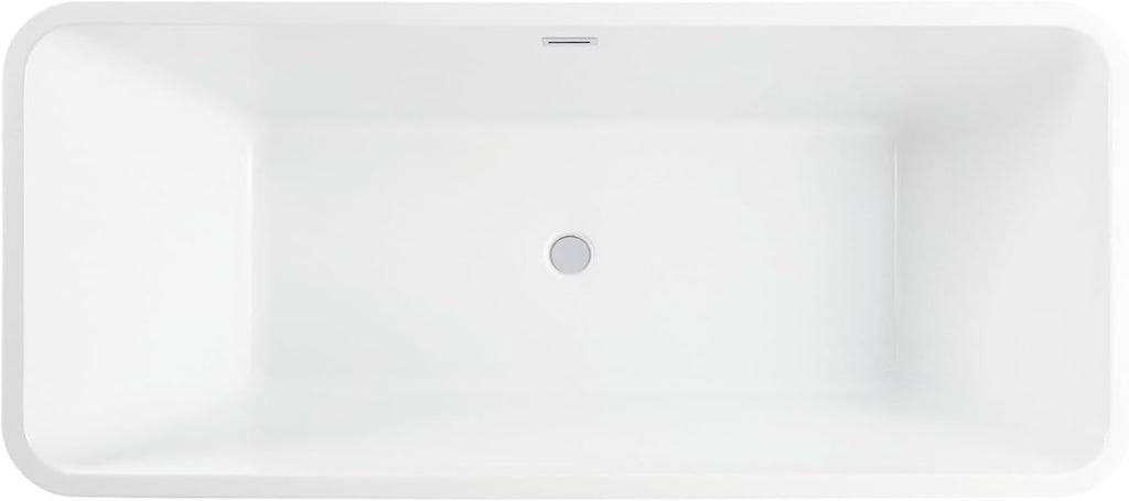 Vanity Art 67 X 29 Inch White Acrylic Freestanding Bathtub | Contemporary Design Soaking Tub with Pop-up Drain and Slotted Overflow Included, UPC Certified VA6820-PW