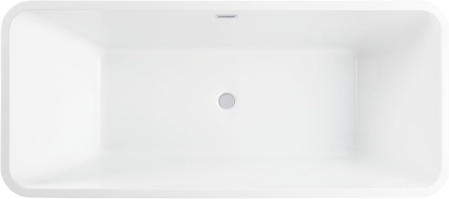 Vanity Art 67 X 29 Inch White Acrylic Freestanding Bathtub | Contemporary Design Soaking Tub with Pop-up Drain and Slotted Overflow Included, UPC Certified VA6820-PW