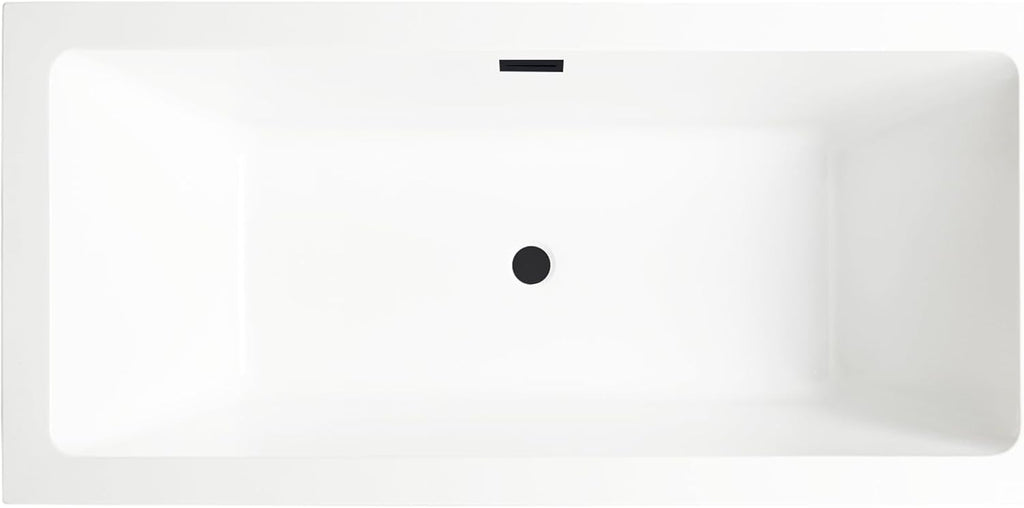 HomeBeyond 67 Inch Free Standing Bathtub | Acrylic Freestanding Soaking Tub, Square Bathroom Stand Alone Tub, Suitable Single Person Bathing, Matte Black