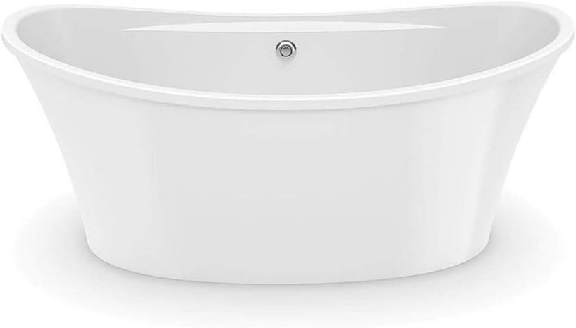 MAAX 106267-000-001 Ariosa Oval Acrylic Freestanding Soaking Bathtub with Center Drain, 29.75-in L x 39.5-in W x 28-in H, White
