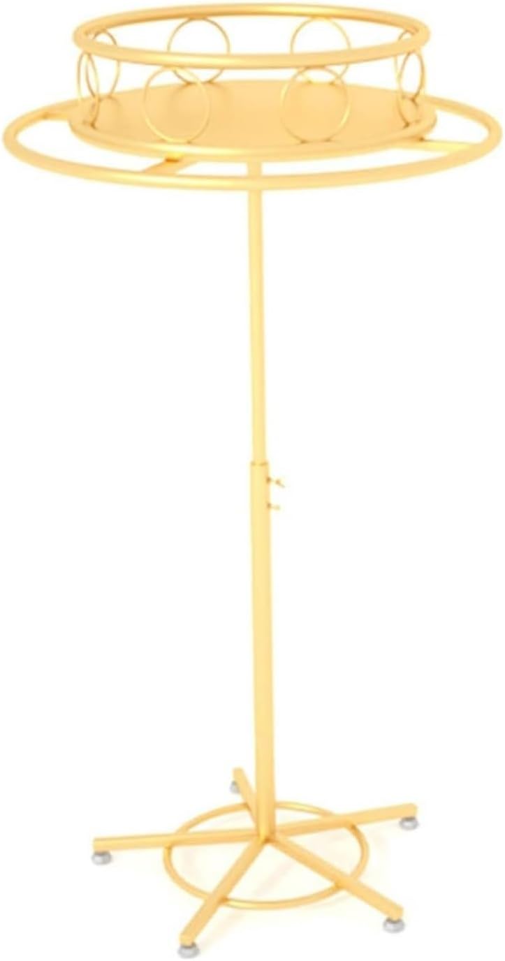 Commercial Rotating Garment Rack, Round, Floor Standing Clothing Stand, 360° Rotating Retail Display Shelf, Multi-Purpose, for Bedroom Boutique(Gold,50cm)