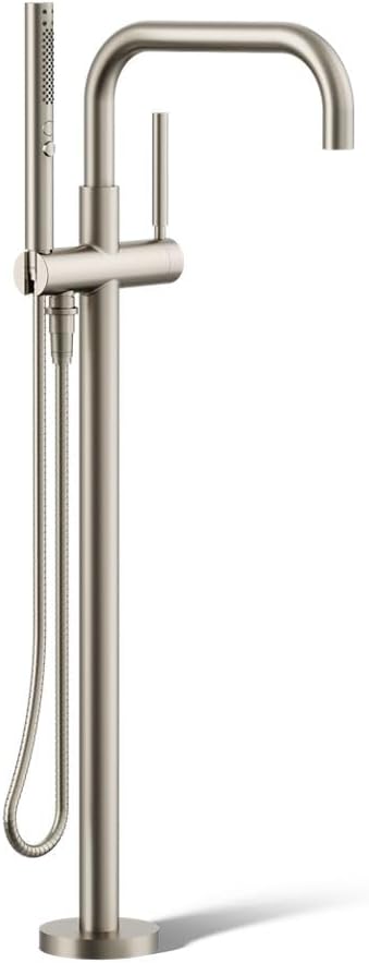 KOHLER K-T97328-4-BN Purist Floor-Mount Bath Filler with Handshower, Brushed Nickel
