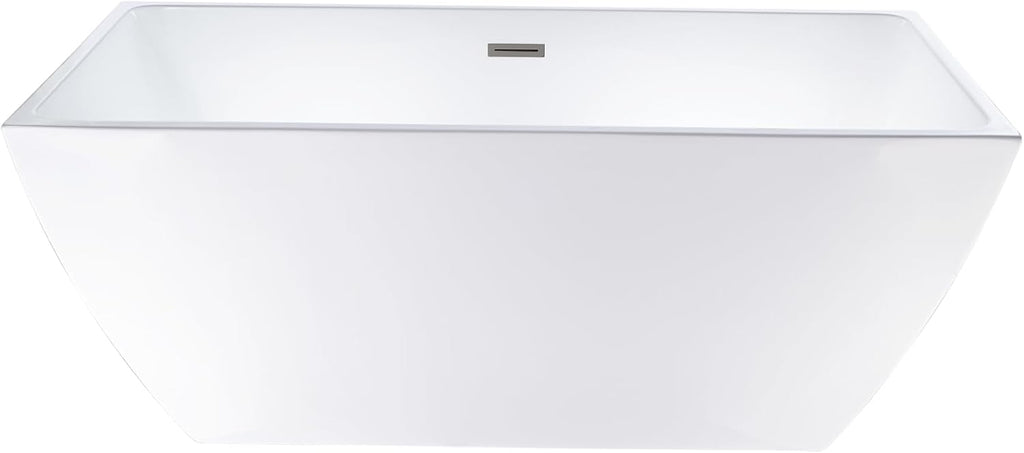 HomeBeyond 59 Inch Free Standing Bathtub | Acrylic Freestanding Soaking Tub deal for Spa-Like Baths, Modern Bathroom Stand Alone Tub Suitable for Couples, Singles, and Families, White