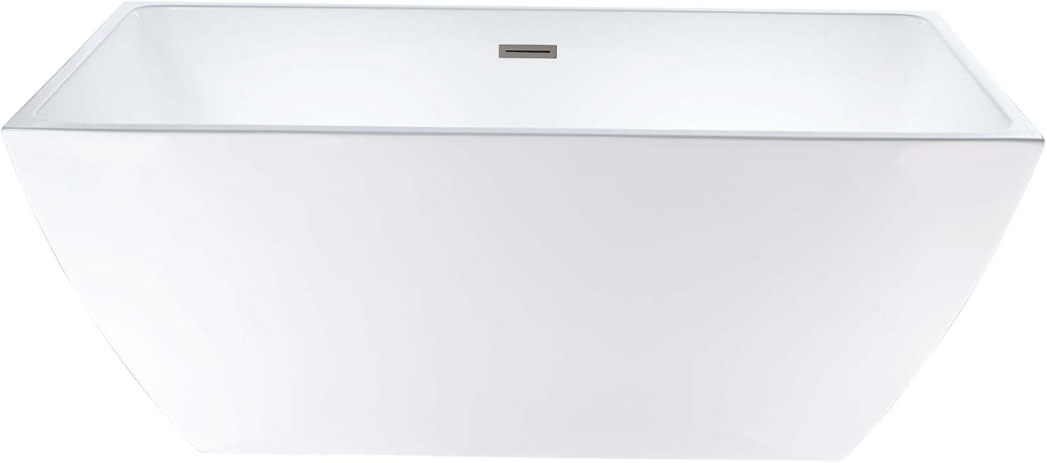 HomeBeyond 59 Inch Free Standing Bathtub | Acrylic Freestanding Soaking Tub deal for Spa-Like Baths, Modern Bathroom Stand Alone Tub Suitable for Couples, Singles, and Families, White
