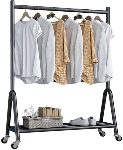 Heavy Duty Rolling Garment Rack with Adjustable Shelves, Perfect for Closet Organization and Clothing Storage, Mobile Clothes Hanger for Home and Retail Use
