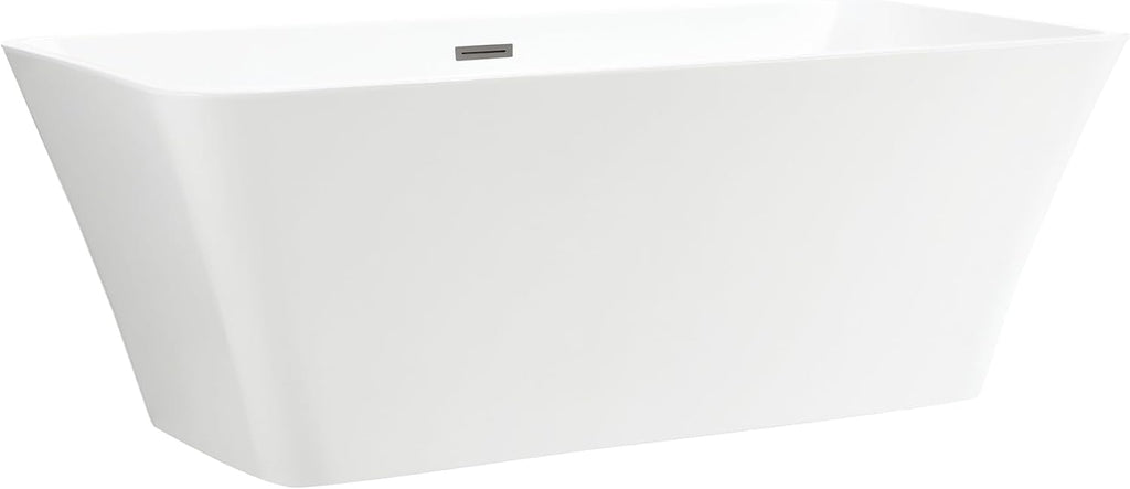 Vanity Art 67 X 29 Inch White Acrylic Freestanding Bathtub | Contemporary Design Soaking Tub with Pop-up Drain and Slotted Overflow Included, UPC Certified VA6820-BN