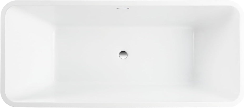Vanity Art 67 X 29 Inch White Acrylic Freestanding Bathtub | Contemporary Design Soaking Tub with Pop-up Drain and Slotted Overflow Included, UPC Certified VA6820-IO