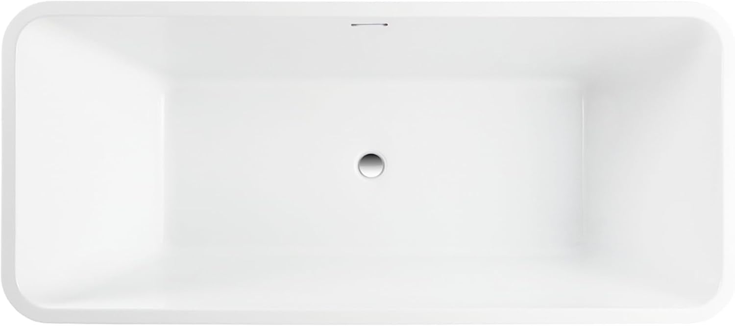 Vanity Art 67 X 29 Inch White Acrylic Freestanding Bathtub | Contemporary Design Soaking Tub with Pop-up Drain and Slotted Overflow Included, UPC Certified VA6820-IO