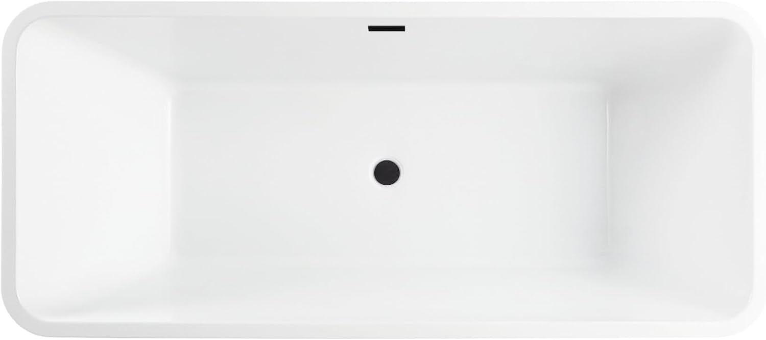 Vanity Art 67 X 29 Inch White Acrylic Freestanding Bathtub | Contemporary Design Soaking Tub with Pop-up Drain and Slotted Overflow Included, UPC Certified VA6820-ORB