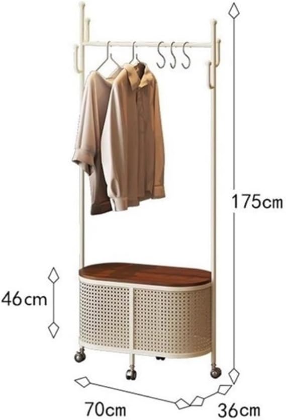 Coat Stand Freestanding Garment Rack with Woven Design, Portable and Adjustable for Living Room Bedroom Closet Organization