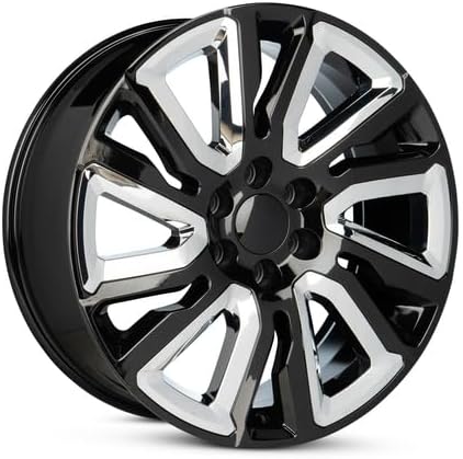 New OEM Replacement Wheel for 2019-2021 Dodge Ram 1500 22x9 inch Aluminum Rim Black With Chrome Inserts Black Fit 275/50R22