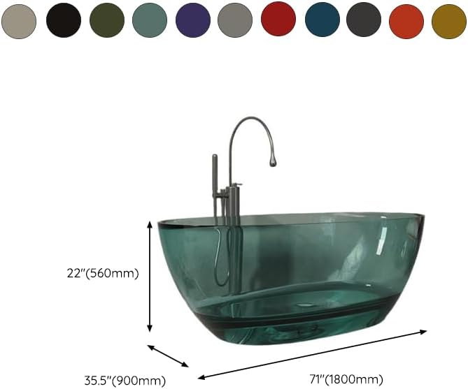 Modern Oval Freestanding Bathtub, Resin Material, Roll Top Soaking Design, Contemporary Style (Orange, 71'L x 35'W x 22'H)