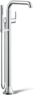 Kohler T27424-4-CP Tone™ Floor-mount bath filler trim with handshower, Polished Chrome
