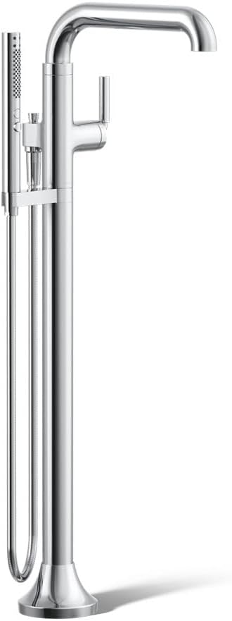 Kohler T27424-4-CP Tone™ Floor-mount bath filler trim with handshower, Polished Chrome