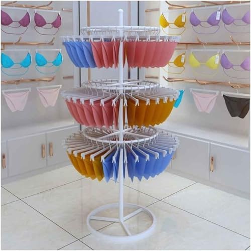 Freestanding Round Display Rack, 3-Tier Garment Stand for Retail, Commercial Use, Ideal for Bras, Shorts, Socks - Stylish Gold Merchandising Fixture