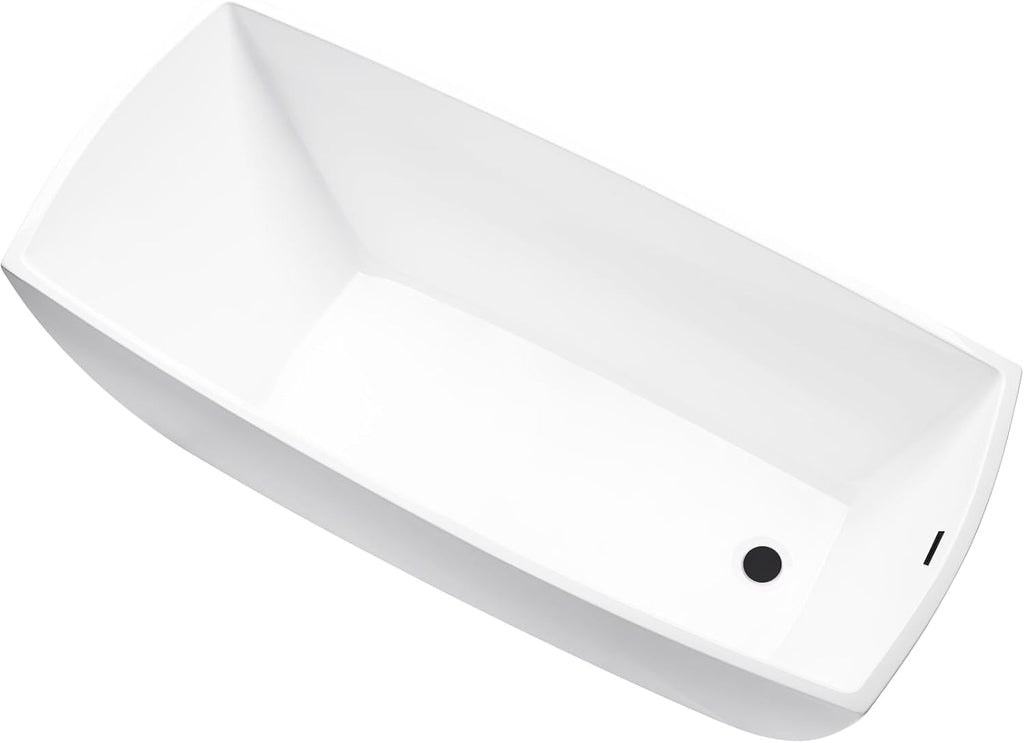 Vanity Art 67 X 31 Inch White Acrylic Freestanding Bathtub | Contemporary Design Soaking Tub with Pop-up Drain and Slotted Overflow Included, UPC Certified VA6841-ORB