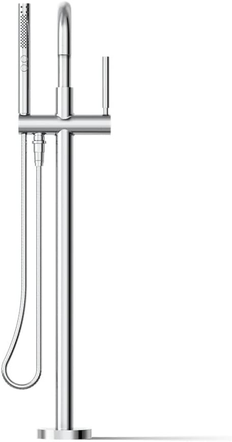 KOHLER Purist® floor-mount bath filler with included handshower, polished chrome, tub filler, bath filler, multifunction handshower, K-T97328-4-CP