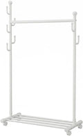 Rygcrud Coat Rack Freestanding, Garment Rack with 7 Hooks, Rolling Clothes Hanging Stand with Shelve for Guest Room Organizer(White,33.5in)