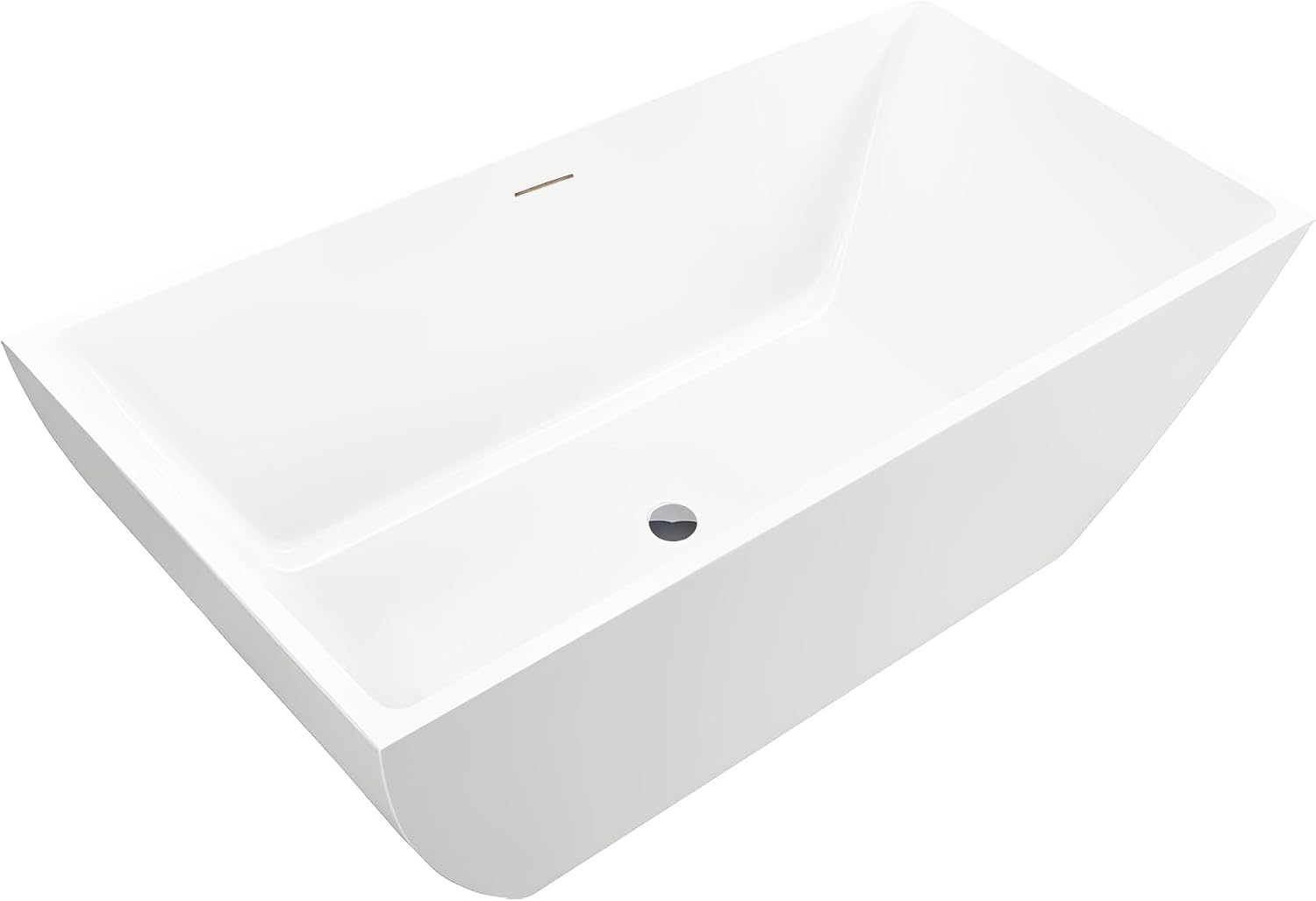 HomeBeyond 59 Inch Free Standing Bathtub | Acrylic Freestanding Soaking Tub deal for Spa-Like Baths, Modern Bathroom Stand Alone Tub Suitable for Couples, Singles, and Families, White
