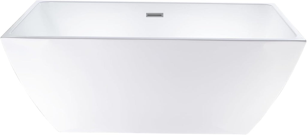 HomeBeyond 59 Inch Free Standing Bathtub | Acrylic Freestanding Soaking Tub deal for Spa-Like Baths, Modern Bathroom Stand Alone Tub Suitable for Couples, Singles, and Families, White
