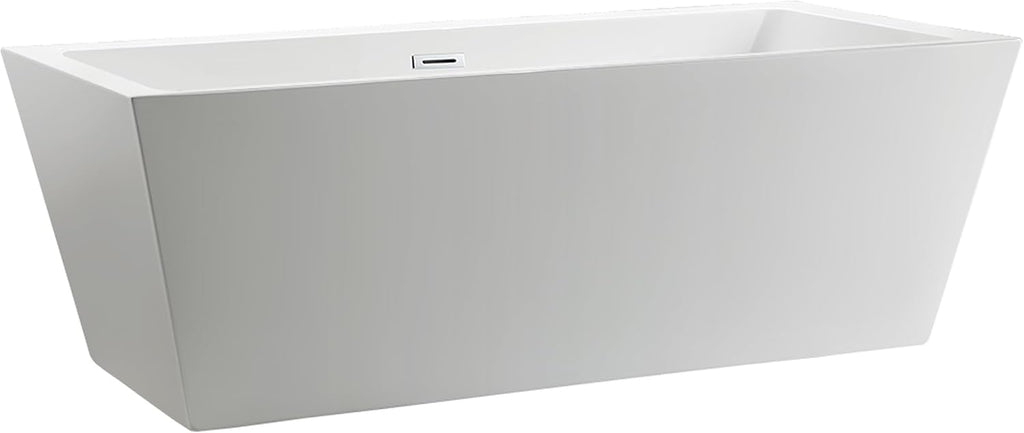 Vanity Art 67 X 31 Inch White Acrylic Freestanding Bathtub | Contemporary Design Soaking Tub with Pop-up Drain and Slotted Overflow Included, UPC Certified VA6814-L