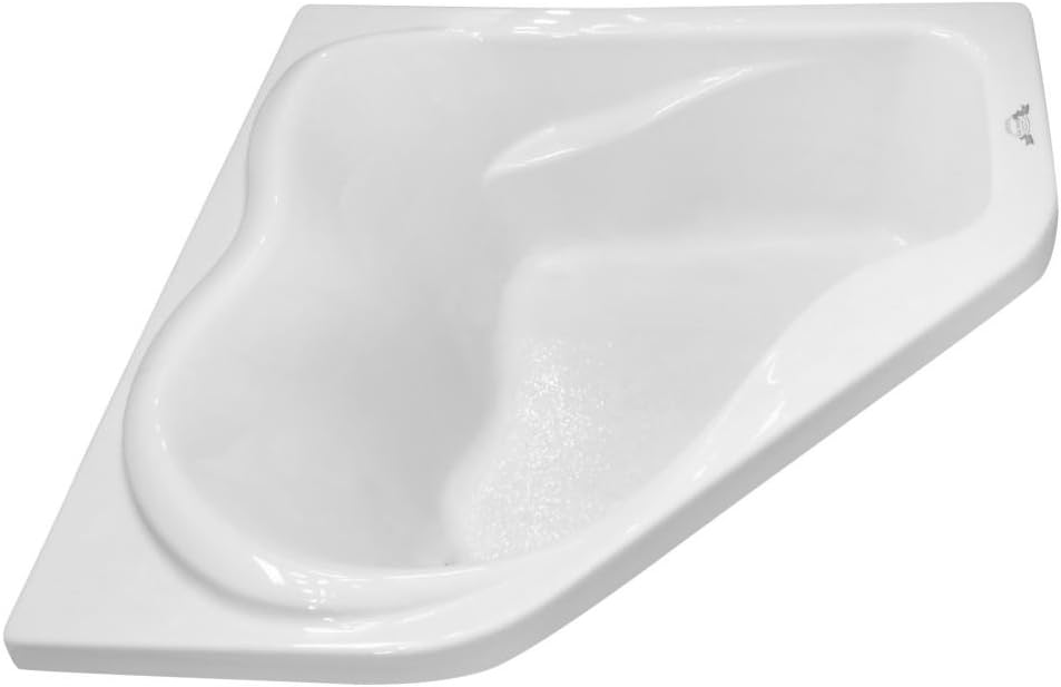 Carver Tubs - CK5959 - Modern Acrylic Fiberglass Soaking Corner Bathtub for Small Bathrooms - White Modern Curved Triangle Acrylic Bath Tub w/Headrest - Deep Relaxing Soak - 59'L x 59'W x 20.5'H