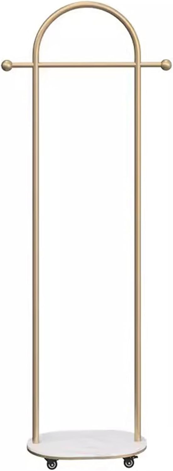 Metal Coat Rack Freestanding,Garment Rack Modern Clothing Rack with Marble Base, Small Coat Hanger Stand with 2 Hooks for Bag and Hat, Space Saving Clothes Organizer for Bedroom(Gold)