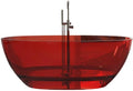 Modern Oval Freestanding Bathtub, Resin Material, Roll Top Soaking Design, Contemporary Style (Burgundy, 55'L x 31'W x 22'H)