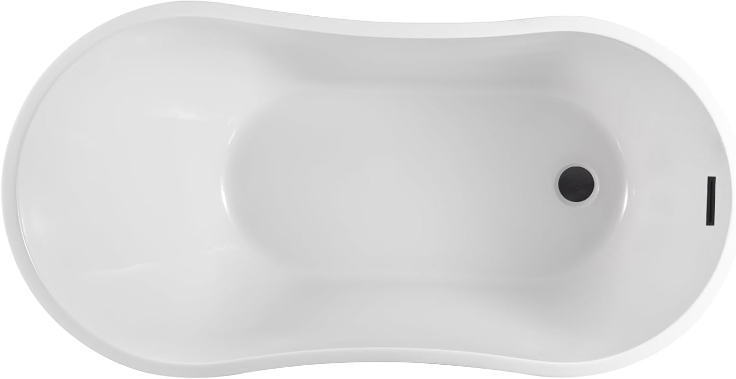 Vanity Art 54 X 28 Inch White Acrylic Freestanding Bathtub | Contemporary Design Soaking Tub with Pop-up Drain and Slotted Overflow Included, UPC Certified VA6525-ORB