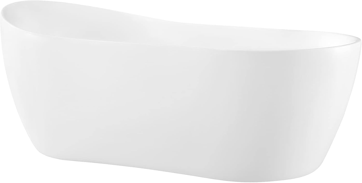 OVE Decors Isaac 58 in. Seamless White Acrylic Freestanding Slipper Bathtub