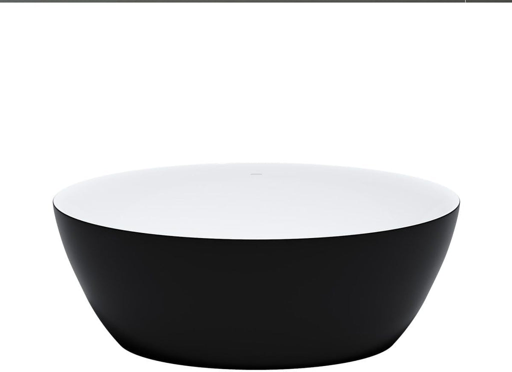 Dowell 59' x 30' Modern Acrylic Freestanding Bathtub | Elegant Oval Soaking Tub with Integrated Overflow for Bathroom, Matte Black-080 5930 02