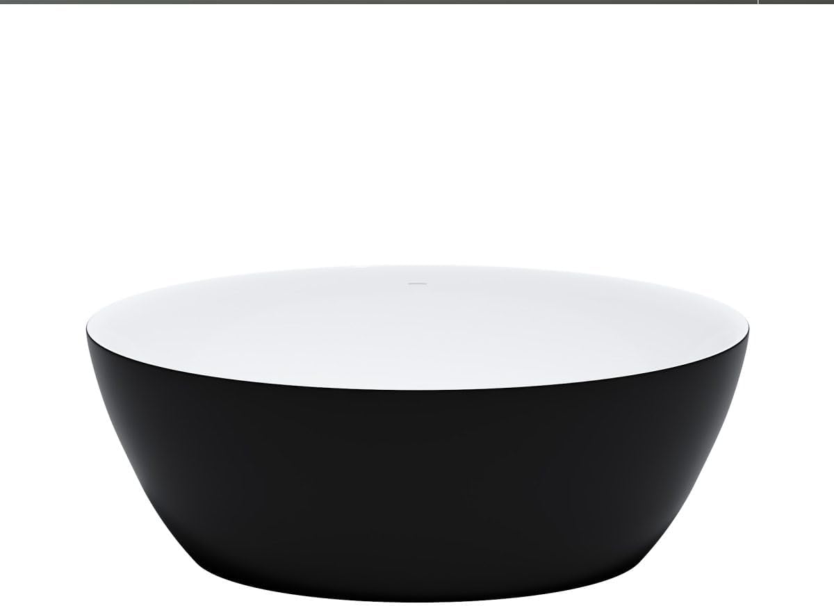 Dowell 59' x 30' Modern Acrylic Freestanding Bathtub | Elegant Oval Soaking Tub with Integrated Overflow for Bathroom, Matte Black-080 5930 02