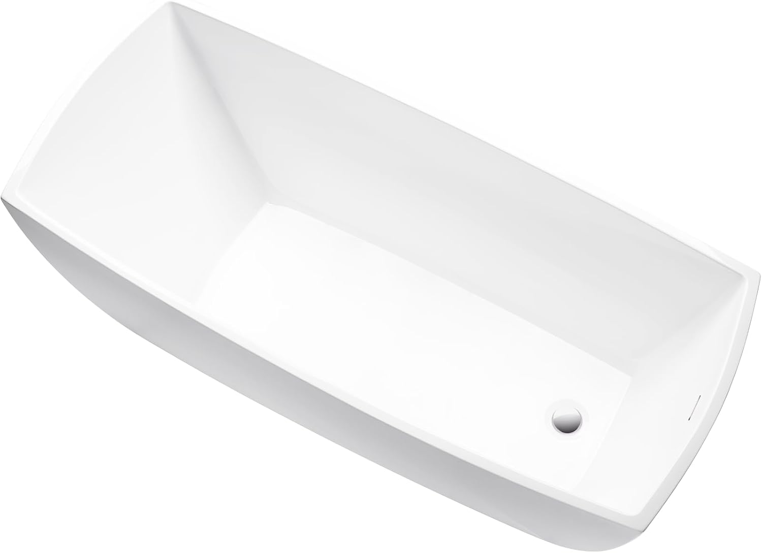 Vanity Art 67 X 31 Inch White Acrylic Freestanding Bathtub | Contemporary Design Soaking Tub with Pop-up Drain and Slotted Overflow Included, VA6841-IO