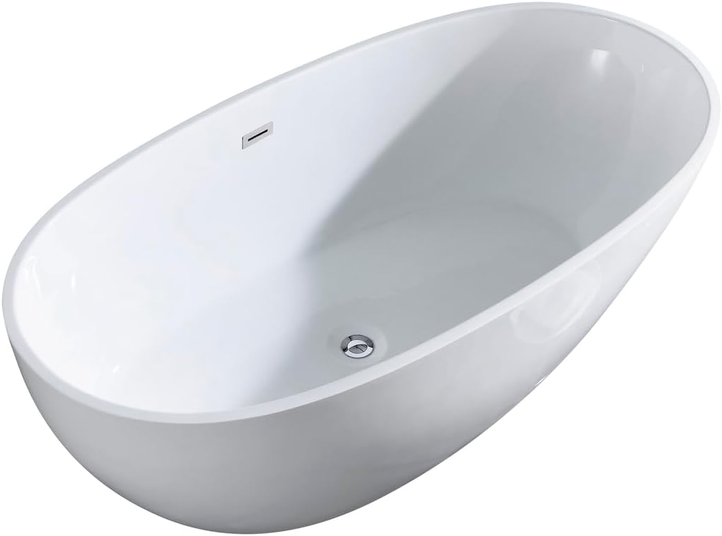 Dorya Layla 67' Contemporary Freestanding Bathtub with Adjustable Feets, Symmetrical Backrests, Black/White