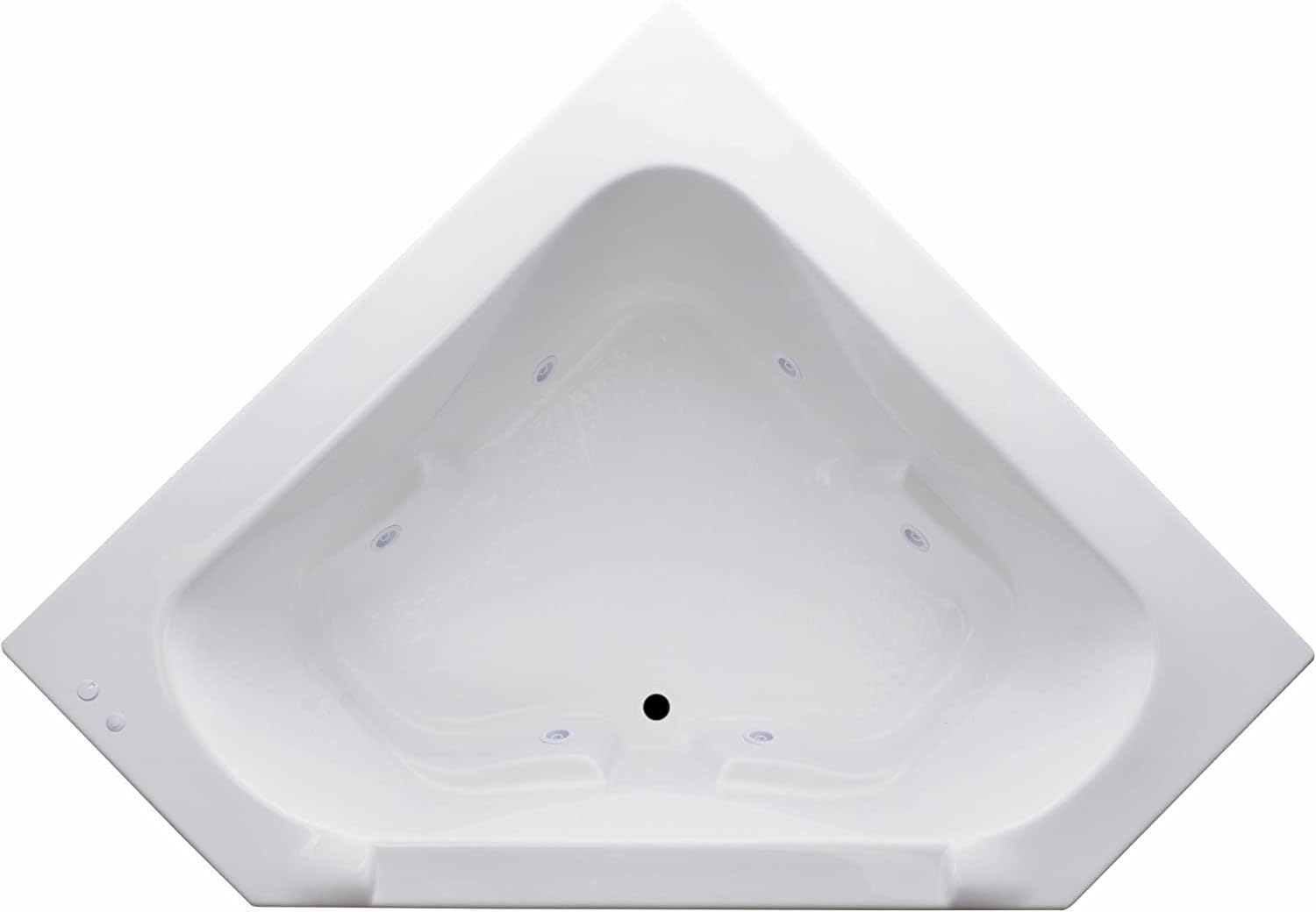 Carver Tubs - CT6060 - Modern Fiberglass Whirlpool Water Massage Bathtub, 6 Jets With Heater Builtin - White Triangular Corner Acrylic Two Person Tub - Deep Relaxing Soak - 60'L x 60'W x 19.5'H