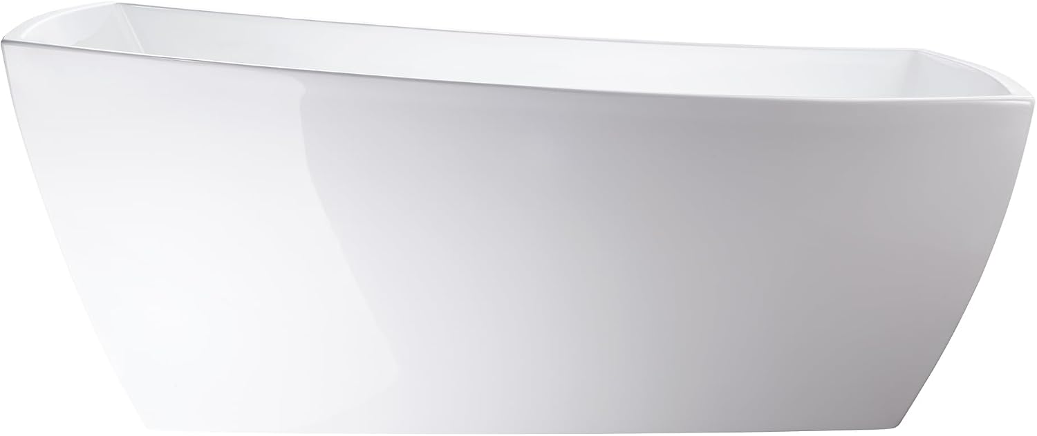 Vanity Art 67 X 31 Inch White Acrylic Freestanding Bathtub | Contemporary Design Soaking Tub with Pop-up Drain and Slotted Overflow Included, UPC Certified VA6841-ORB