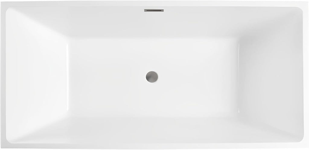 HomeBeyond 59 Inch Free Standing Bathtub | Acrylic Freestanding Soaking Tub deal for Spa-Like Baths, Modern Bathroom Stand Alone Tub Suitable for Couples, Singles, and Families, White