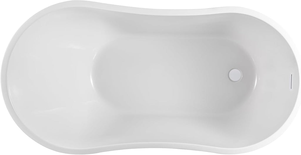 Vanity Art 54 X 28 Inch White Acrylic Freestanding Bathtub | Contemporary Design Soaking Tub with Pop-up Drain and Slotted Overflow Included, UPC Certified VA6525-PW