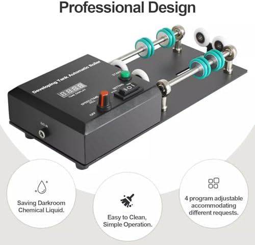 Electric Film Processor Machine, Automatic Darkroom Processor, Speed Adjustable 20-280RPM, 4 Preset Programs