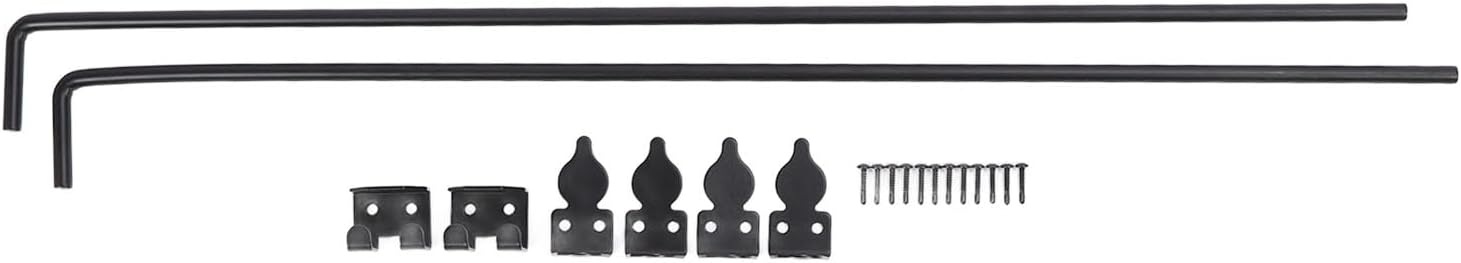 Heavy Duty Cane Bolt Gate Drop Rod, 2 Sets Gate Ground 36 Inch Heavy Duty Drop Rod for Wooden Fences Metal Gates Doors, Easy Installation, Secures Single & Double Doors