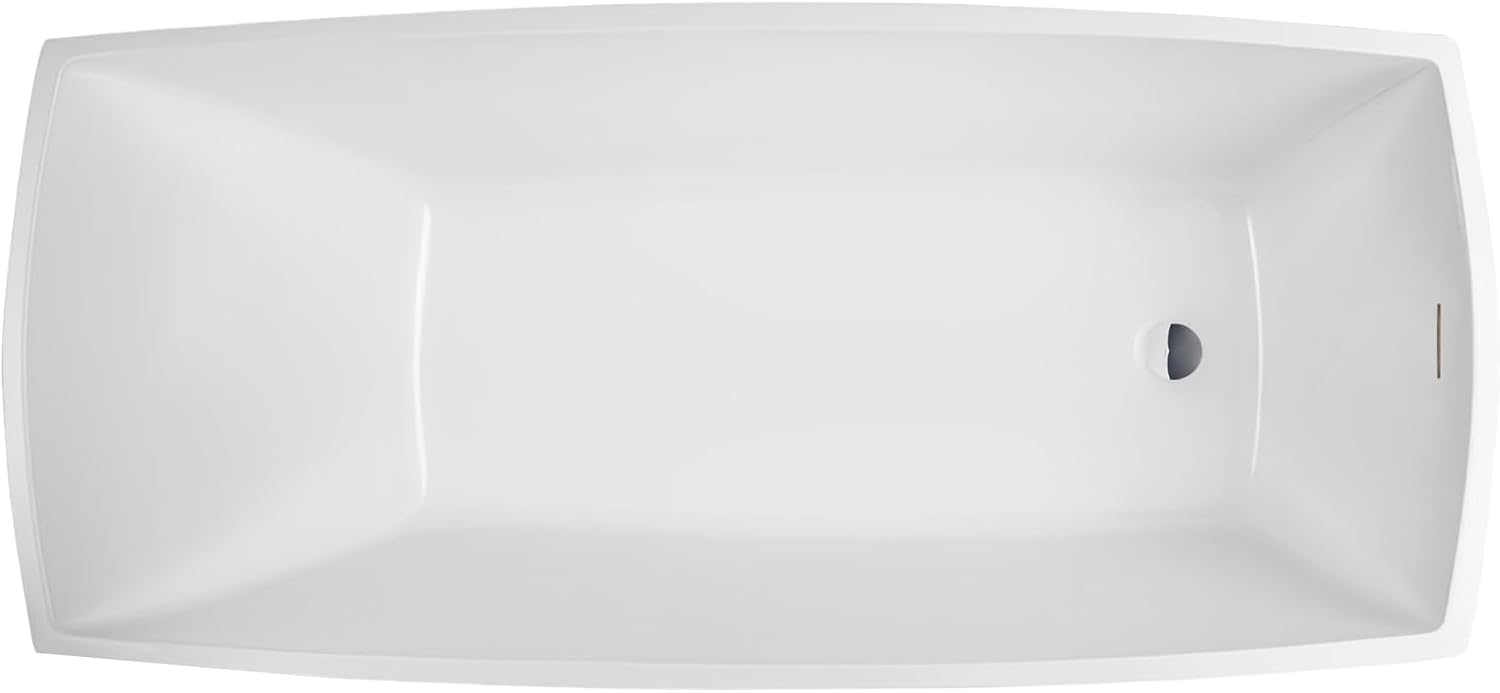 Vanity Art 67 X 31 Inch White Acrylic Freestanding Bathtub | Contemporary Design Soaking Tub with Pop-up Drain and Slotted Overflow Included, VA6841-IO