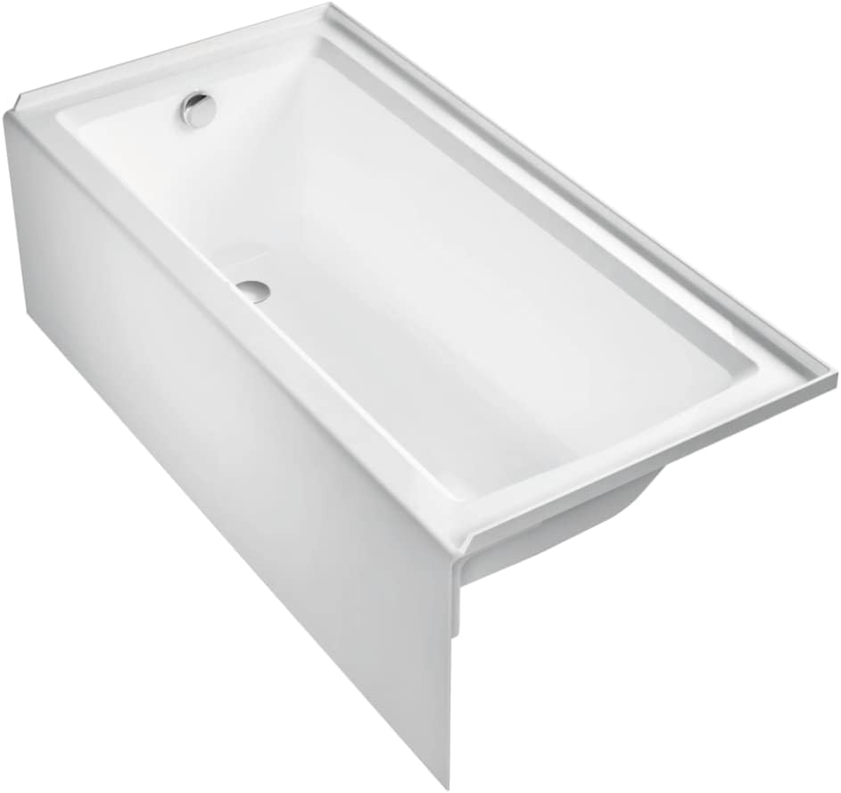 Carver Tubs - ALL6636 - Modern Acrylic Fiberglass Alcove Soaking Bathtub - Rectangular Water Massage Bathtub - White Rectangle Tub W/Left Chrome Drain - Deep Relaxing Soak - 66' L x 36' W x 20.5' H