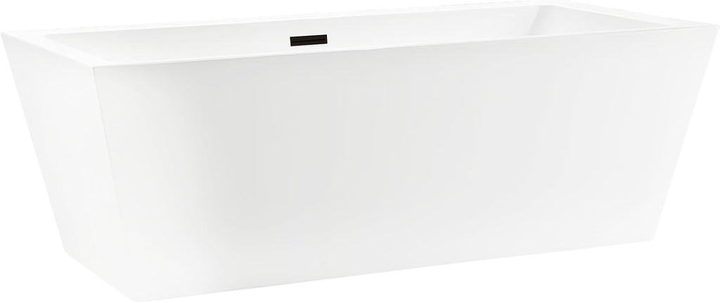 HomeBeyond 67 Inch Free Standing Bathtub | Acrylic Freestanding Soaking Tub, Square Bathroom Stand Alone Tub, Suitable Single Person Bathing, Oil Rubbed Bronze
