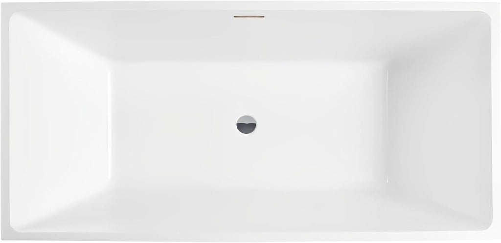 HomeBeyond 59 Inch Free Standing Bathtub | Acrylic Freestanding Soaking Tub deal for Spa-Like Baths, Modern Bathroom Stand Alone Tub Suitable for Couples, Singles, and Families, White