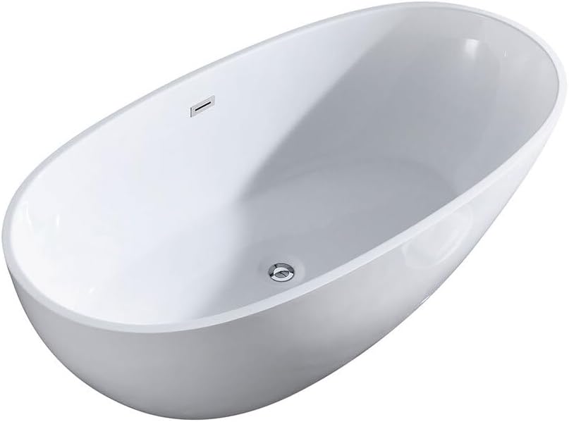 Dorya Layla 67' Contemporary Freestanding Bathtub with Adjustable Feets, Symmetrical Backrests, Black/White