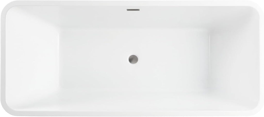 Vanity Art 67 X 29 Inch White Acrylic Freestanding Bathtub | Contemporary Design Soaking Tub with Pop-up Drain and Slotted Overflow Included, UPC Certified VA6820-BN
