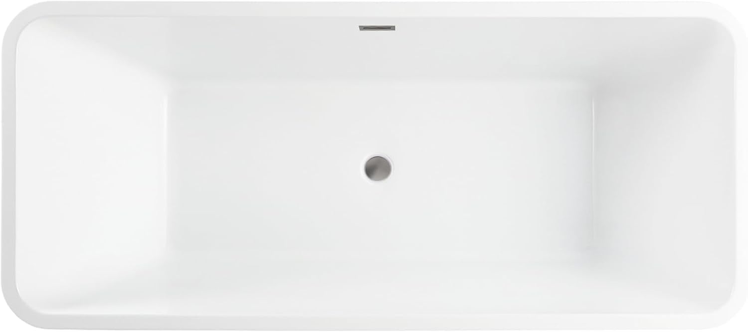 Vanity Art 67 X 29 Inch White Acrylic Freestanding Bathtub | Contemporary Design Soaking Tub with Pop-up Drain and Slotted Overflow Included, UPC Certified VA6820-BN