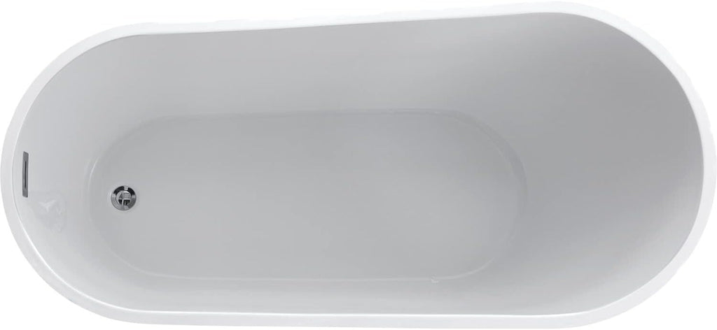 ANZZI Freestanding Oval Tub, 67' Modern Glossy White Acrylic + Fiberglass Stand Alone Soaker Hot Tub, Built-in Overflow & Drain