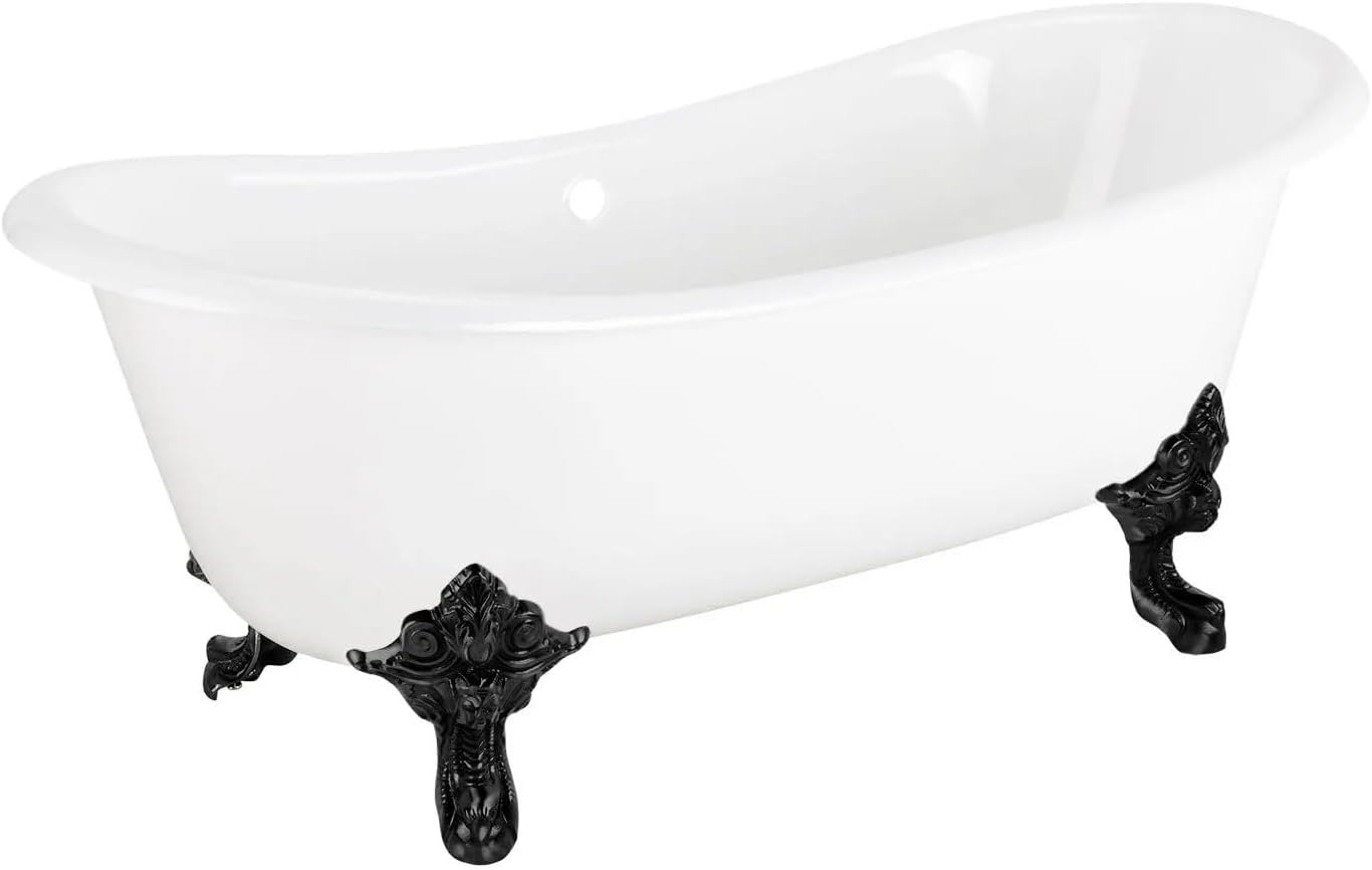 Signature Hardware 445030 Lena 72' Cast Iron Soaking Clawfoot Tub with Pre-Drilled Overflow Hole