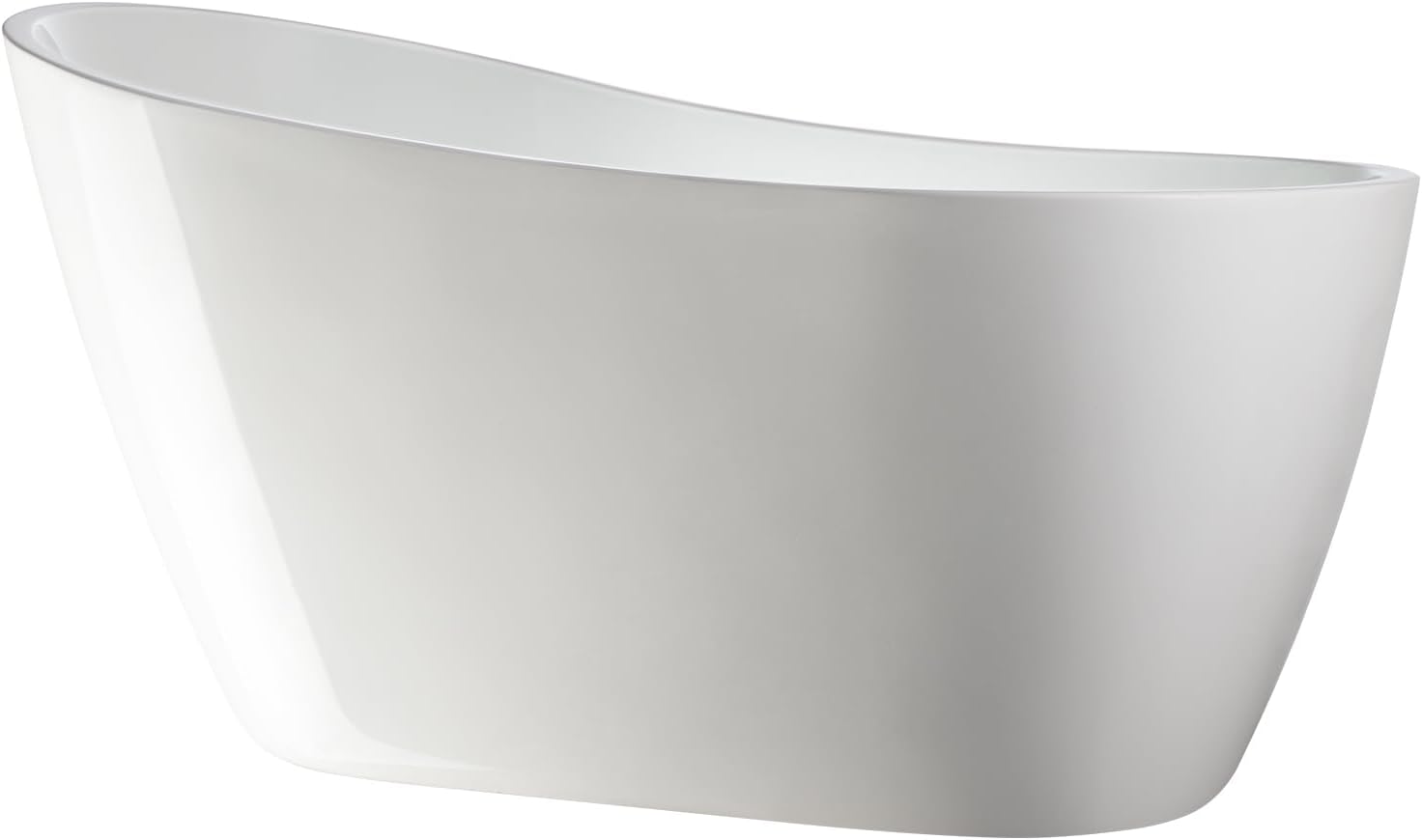 Vanity Art 55 x 28 Inch White Acrylic Freestanding Bathtub | Contemporary Design Soaking Tub with Pop-up Drain and Overflow Included, UPC Certified, VA6531-IO